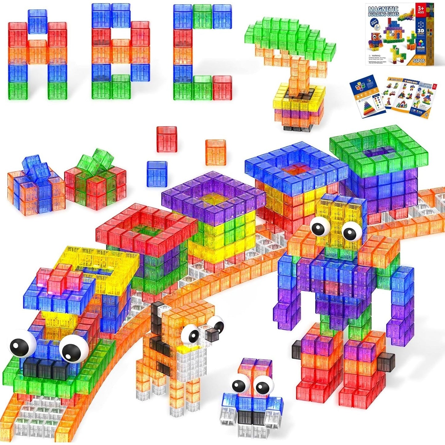 Magtribe™【Clear Color】Magnetic Building Blocks | 52 PCS | 1.0" | Plain