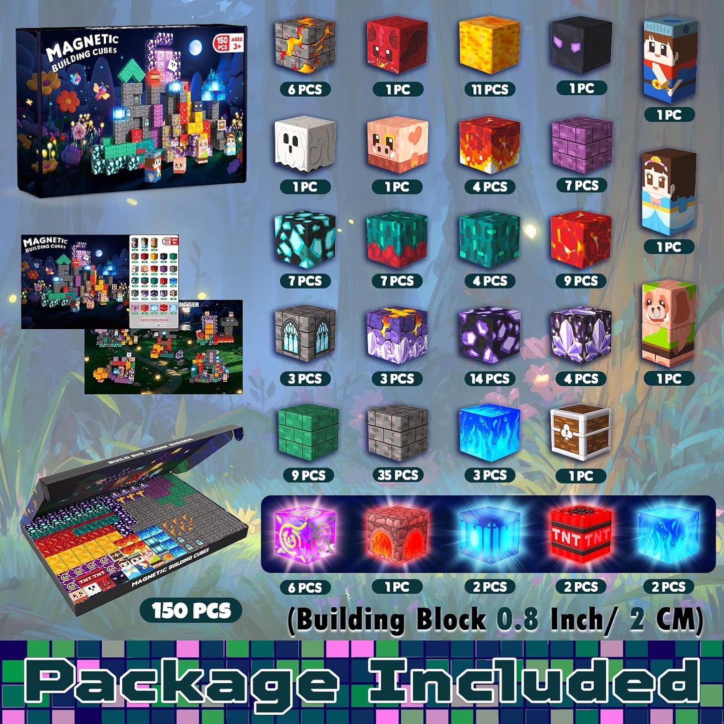 Magtribe™【Pigman Nest】Magnetic Building Blocks | 150 PCS | 0.8" | Glowing