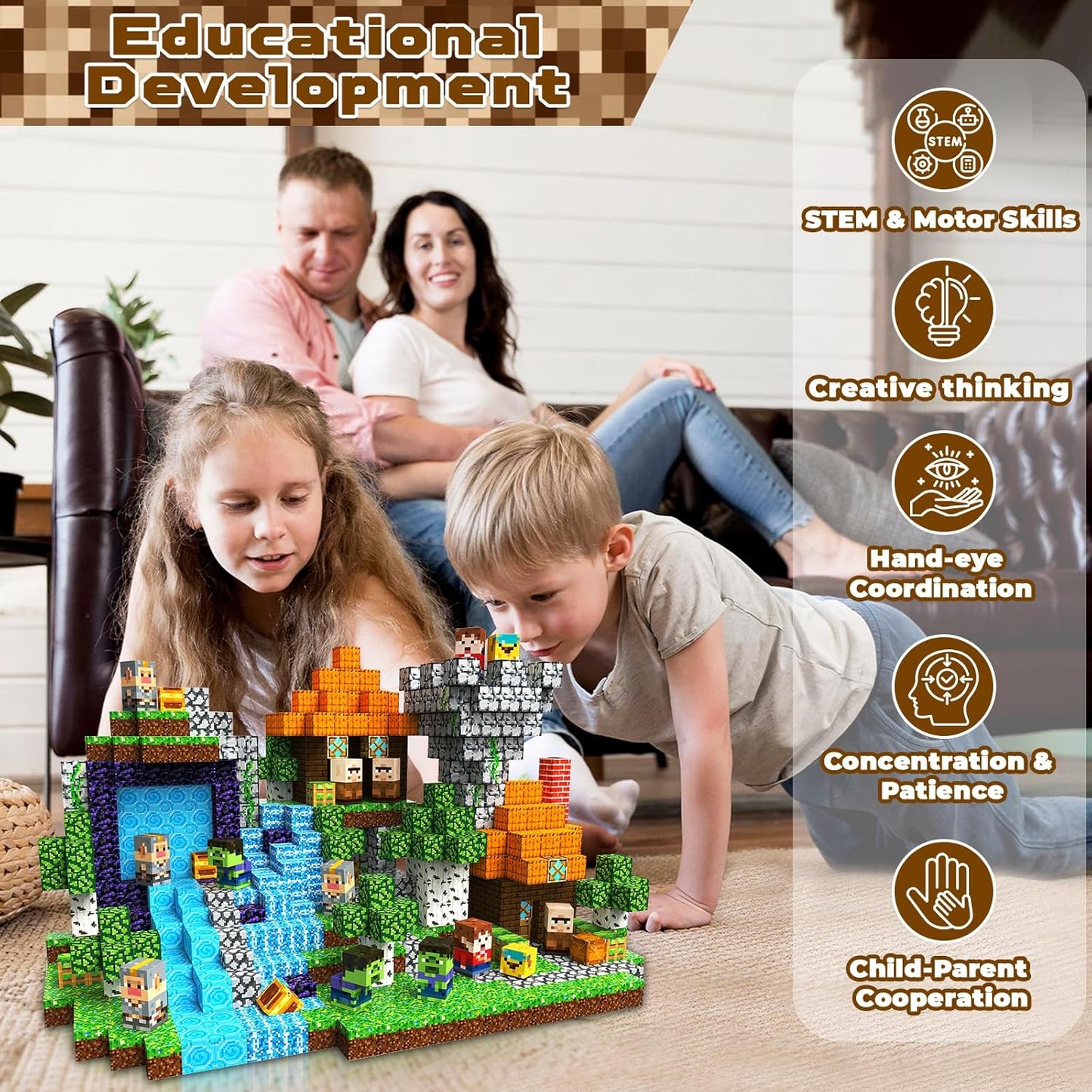 Magtribe™【Pixel World】Magnetic Building Blocks | 200 PCS | 0.8" | Adventure