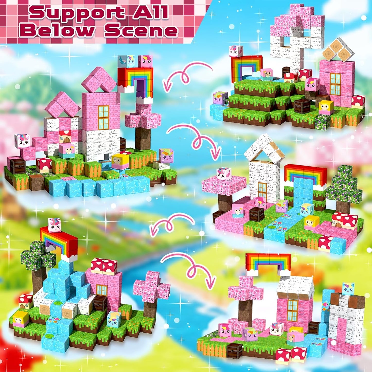 Magtribe™【Unicorn House】Magnetic Building Blocks | 100-150 PCS | 0.8" | Fiction