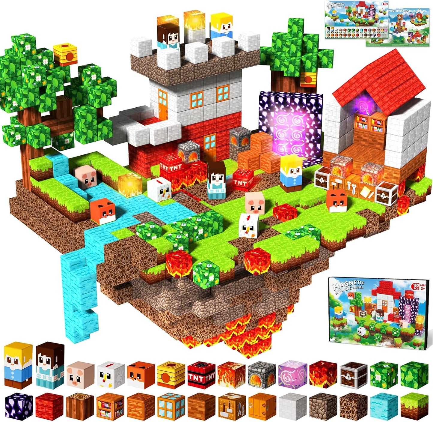 Magtribe™【Sky Island】Magnetic Building Blocks | 150 PCS | 0.8" | Glowing