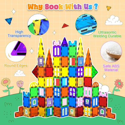 Magtribe™【Clear Set】Magnetic Building Blocks | 123 PCS | 3.0" | Tile