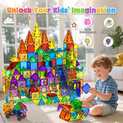 Magtribe™【Clear Set】Magnetic Building Blocks | 123 PCS | 3.0" | Tile