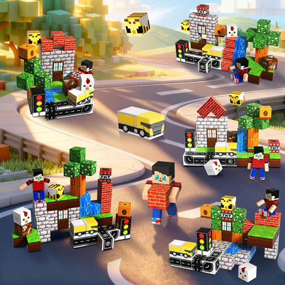 Magtribe™【Suburb City】Magnetic Building Blocks | 44 PCS | 0.8" | Portable