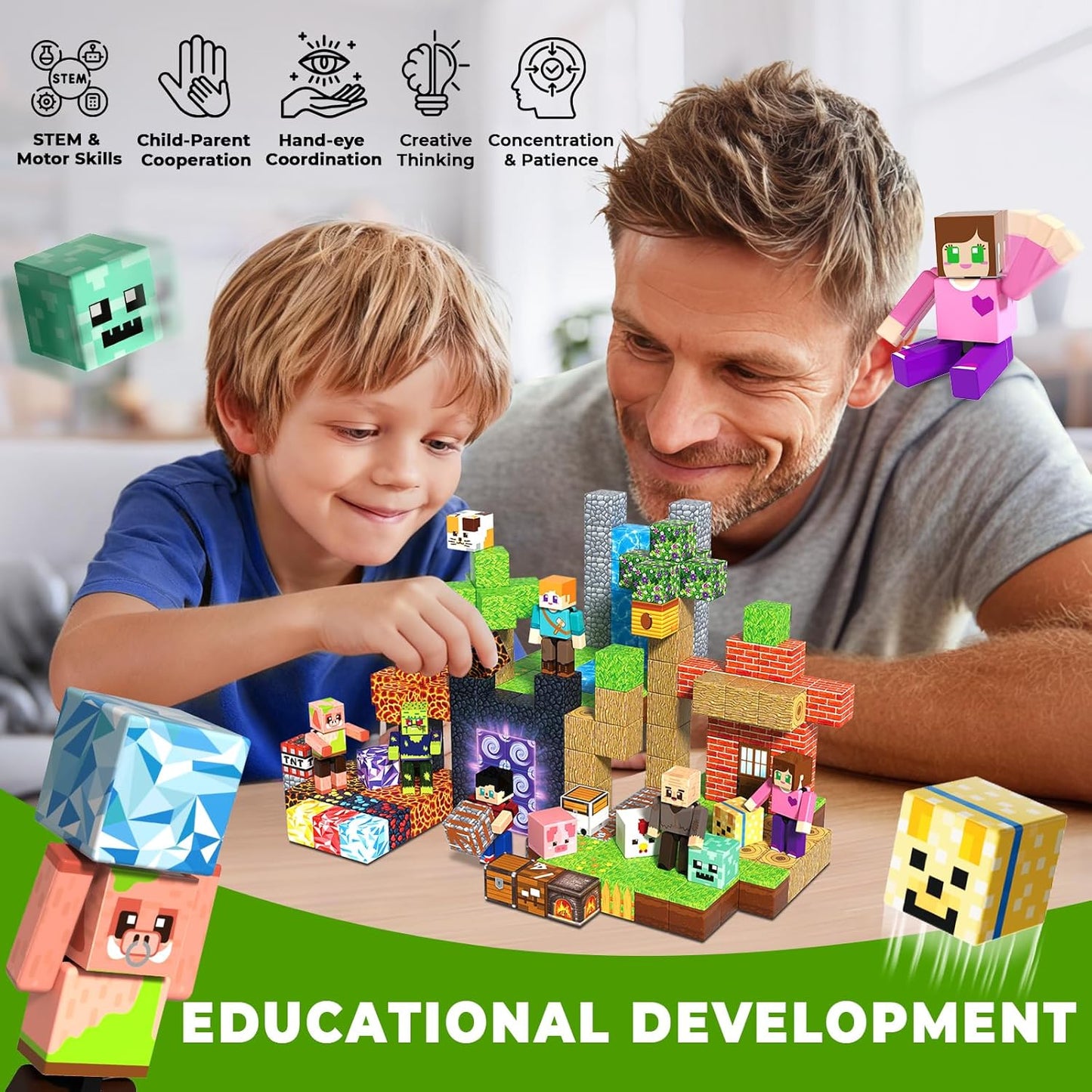Magtribe™【Jungle Field】Magnetic Building Blocks | 160-464 PCS | 0.8" | Littleman