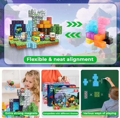 Magtribe™【Pixel World】Magnetic Building Blocks | 200 PCS | 0.8" | Adventure
