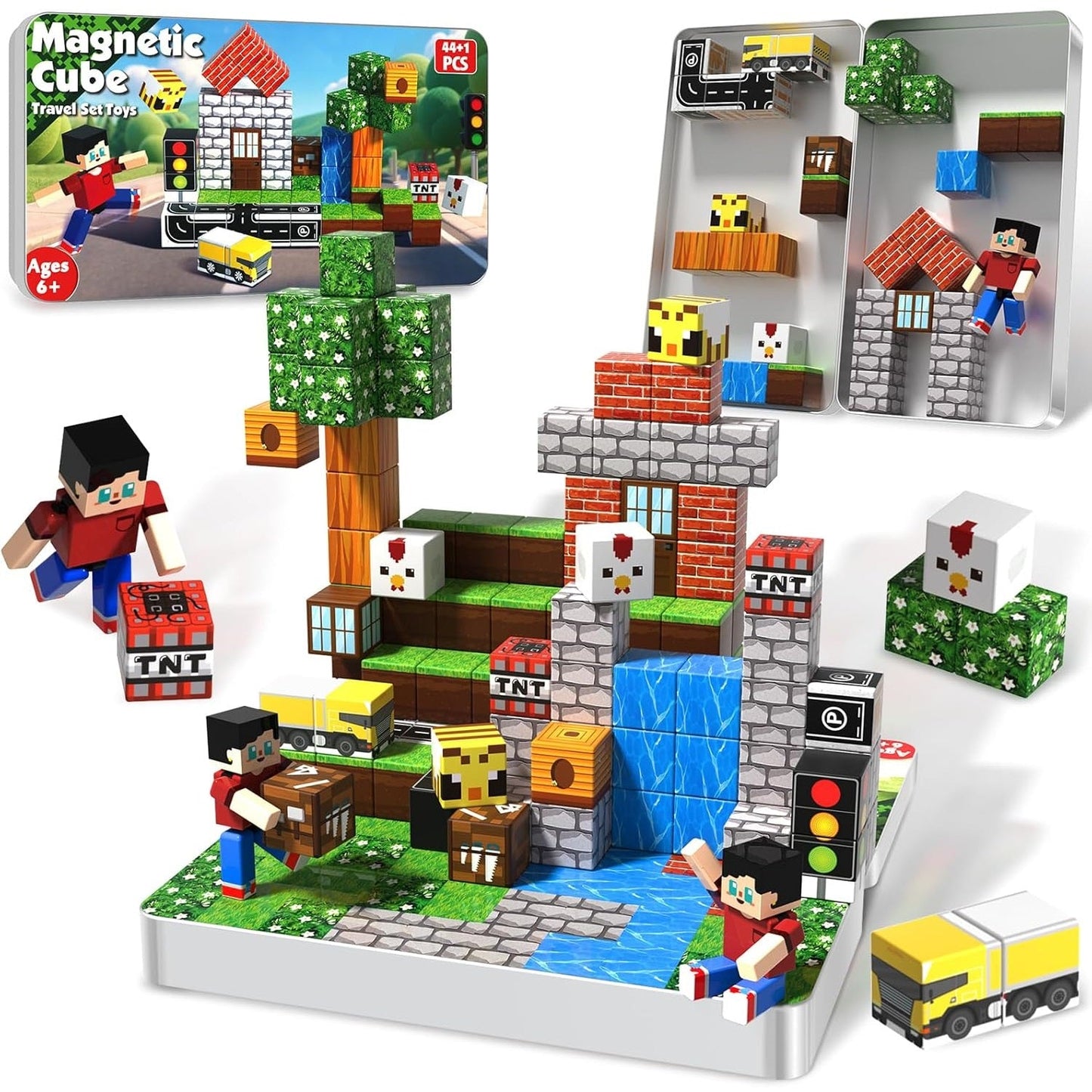 Magtribe™【Suburb City】Magnetic Building Blocks | 44 PCS | 0.8" | Portable