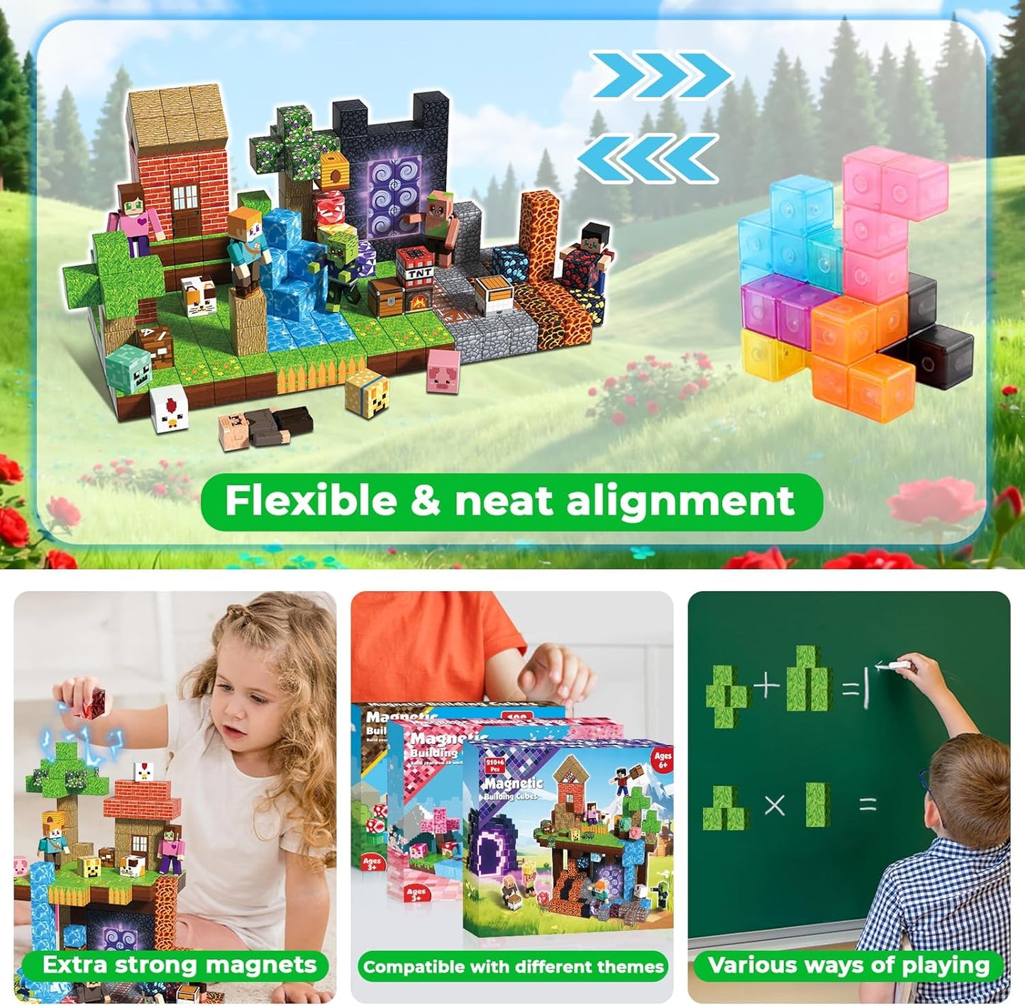 Magtribe™【Jungle Field】Magnetic Building Blocks | 160-464 PCS | 0.8" | Littleman