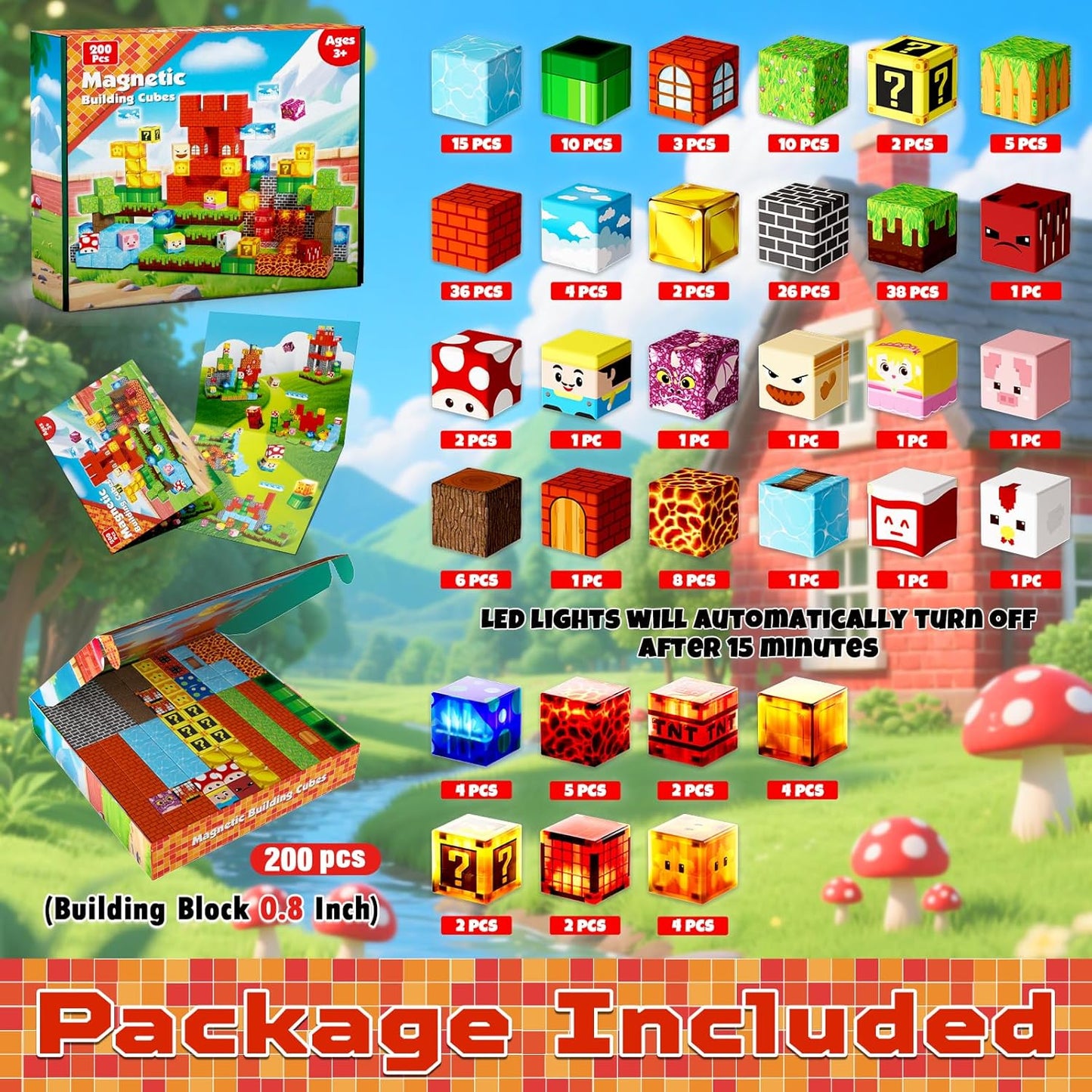 Magtribe™【Star Fortress】Magnetic Building Blocks | 200 PCS | 0.8" | Glowing