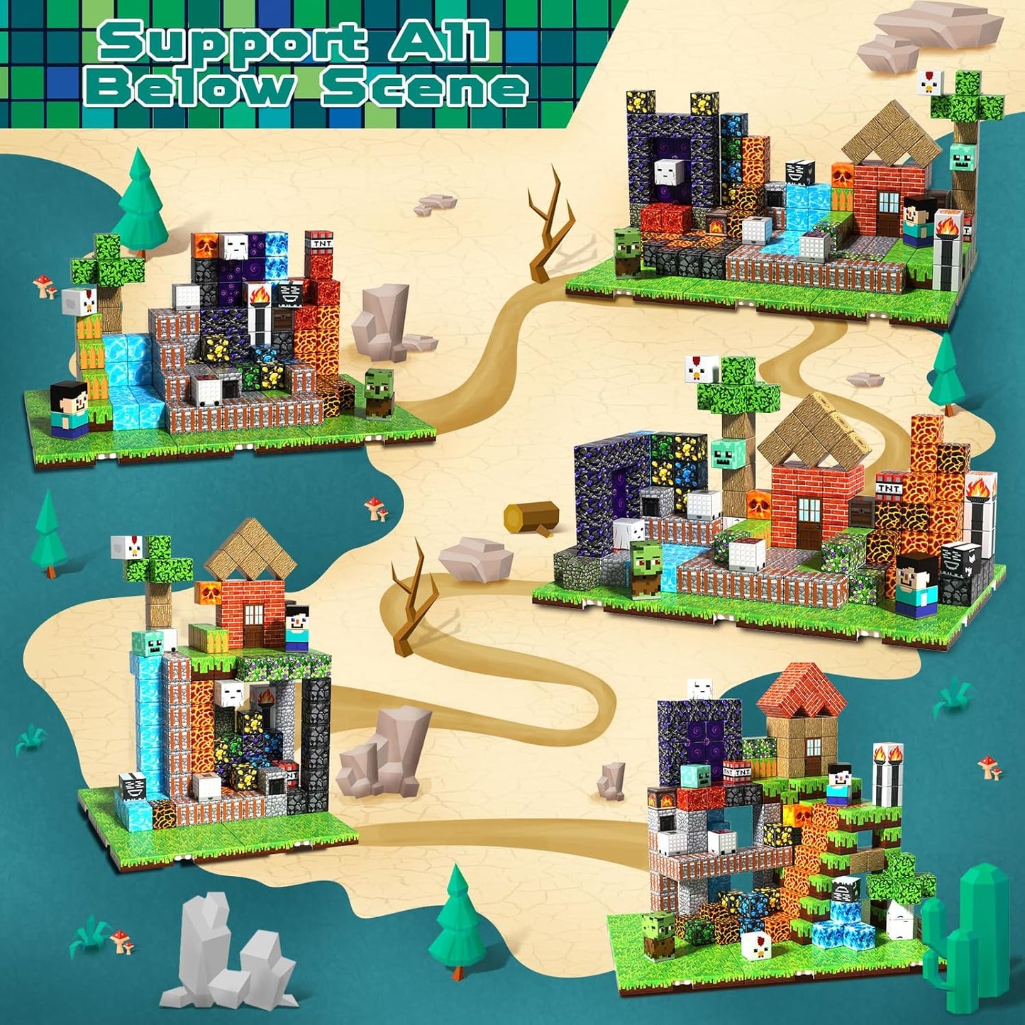 Magtribe™【Mining Cart】Magnetic Building Blocks | 150-200 PCS | 0.8" | Panel