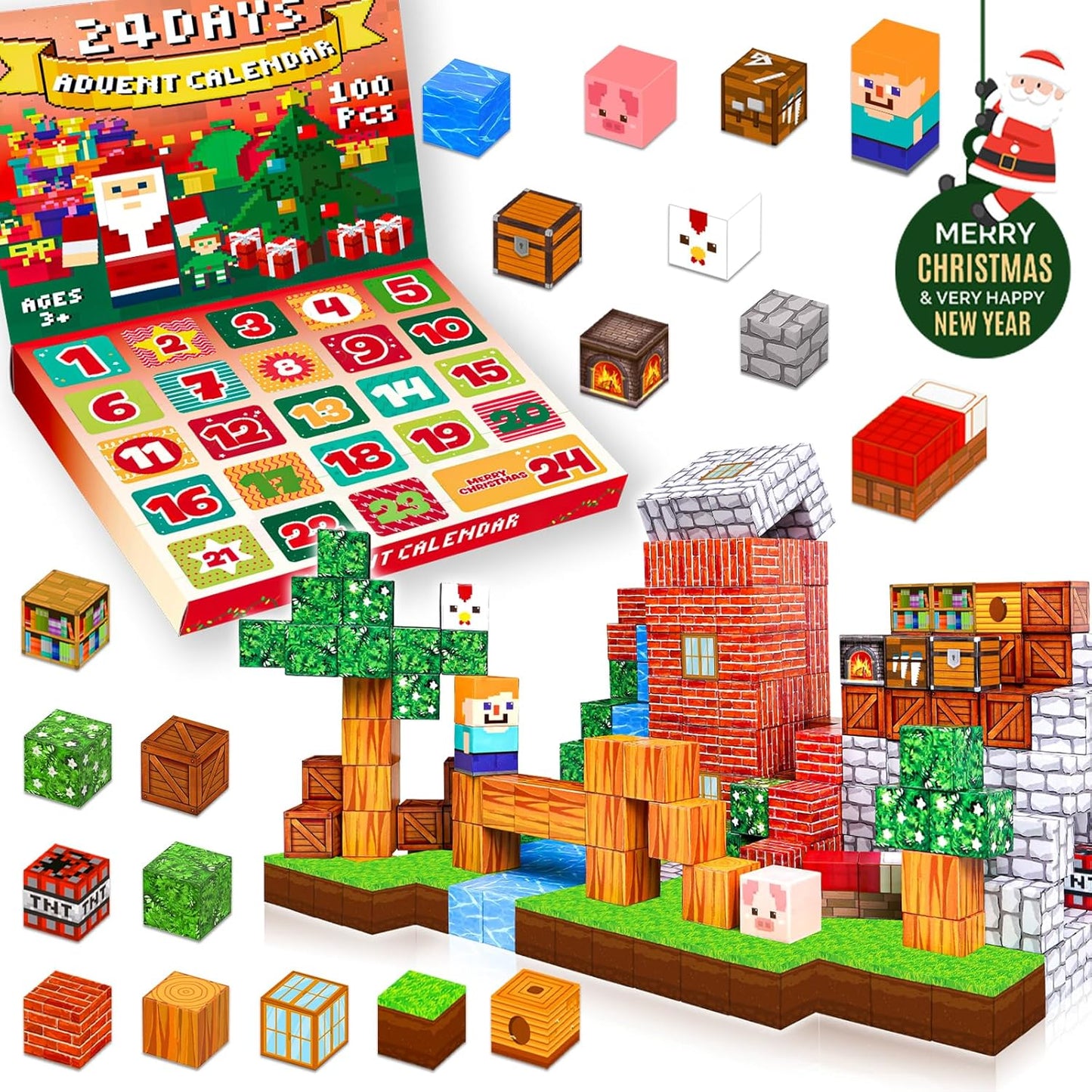 Magtribe™【Grassland Fun】Magnetic Building Blocks | 100 PCS | 0.8" | Calendar
