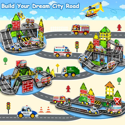 Magtribe™【Urban Road】Magnetic Building Blocks | 50 PCS | 3.0" | Tile