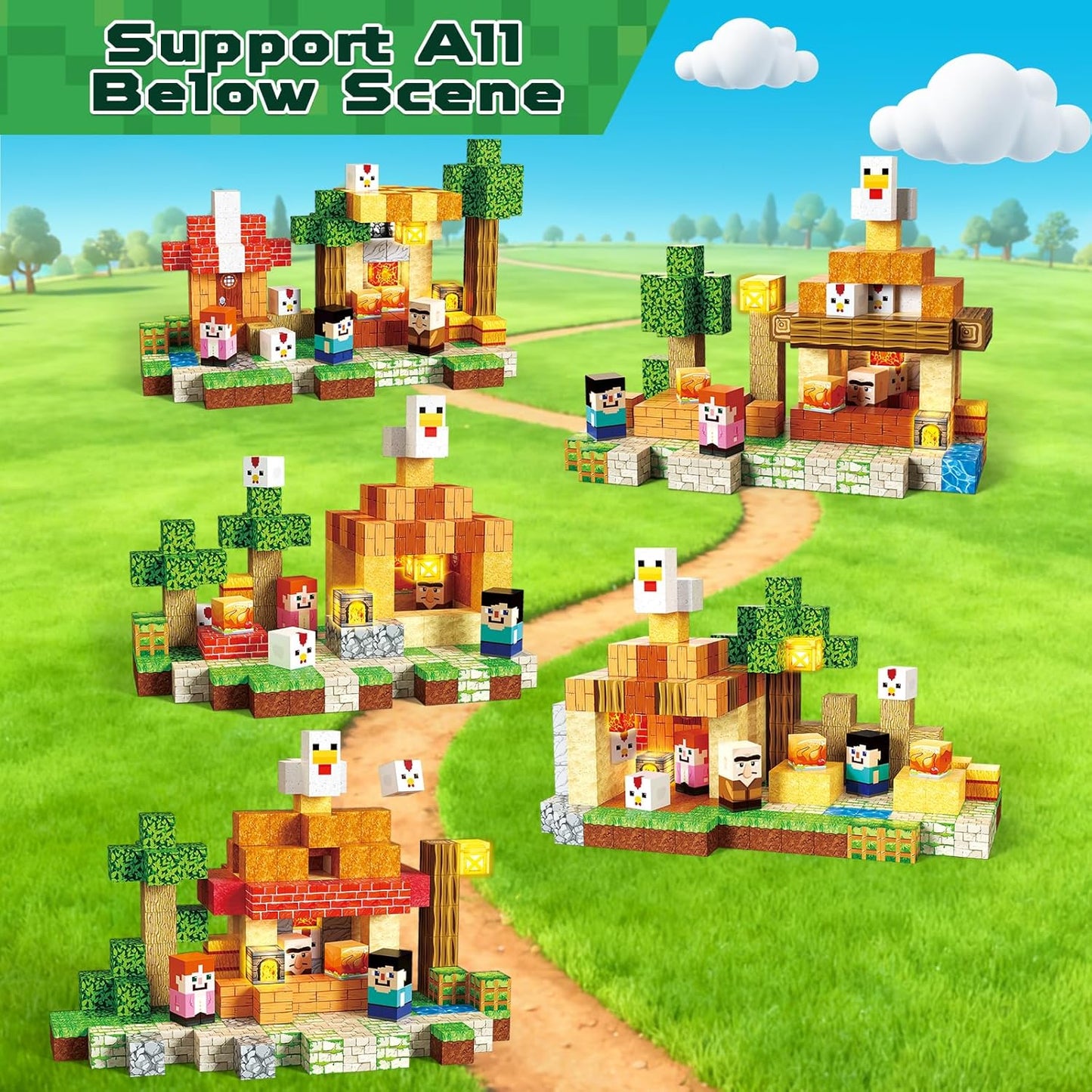 Magtribe™【Chicken Store】Magnetic Building Blocks | 200 PCS | 0.8" | Glowing