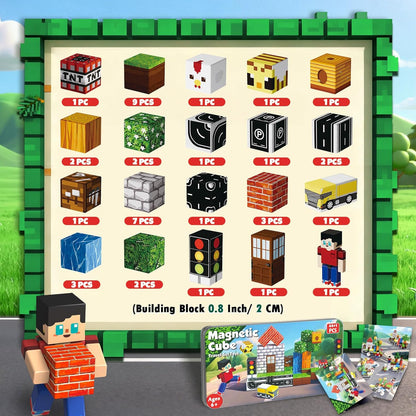 Magtribe™【Suburb City】Magnetic Building Blocks | 44 PCS | 0.8" | Portable