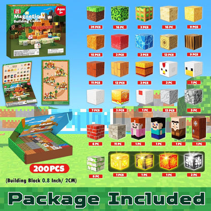Magtribe™【Chicken Store】Magnetic Building Blocks | 200 PCS | 0.8" | Glowing