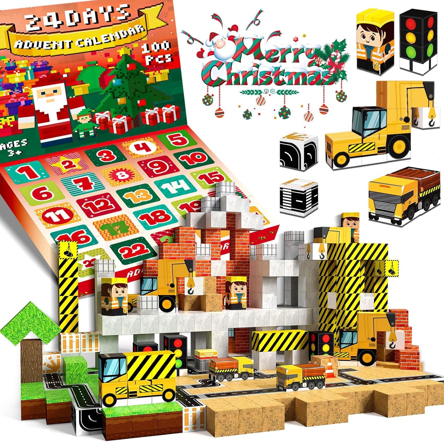 Magtribe™【Town Construction】Magnetic Building Blocks | 100 PCS | 0.8" | Calendar