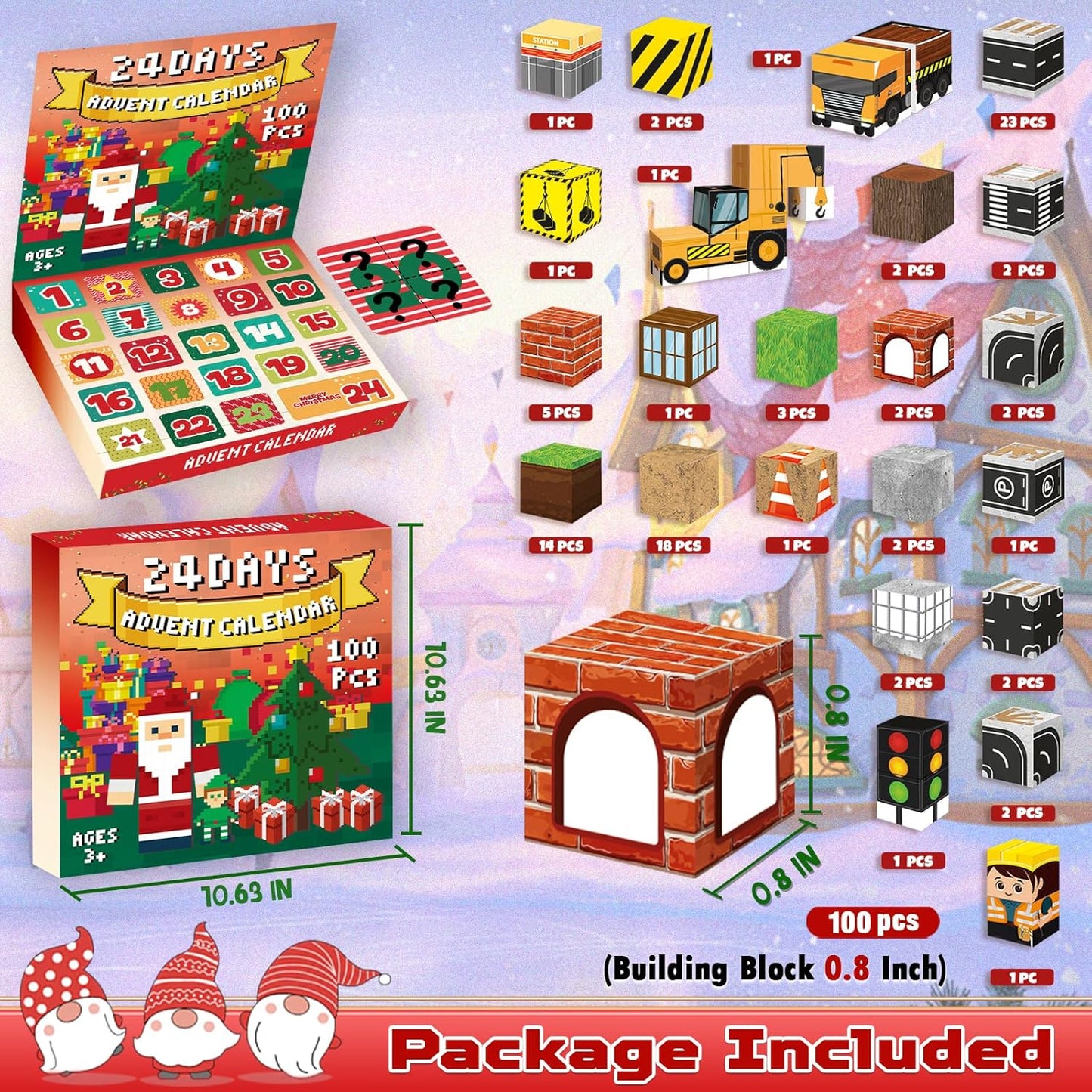 Magtribe™【Town Construction】Magnetic Building Blocks | 100 PCS | 0.8" | Calendar