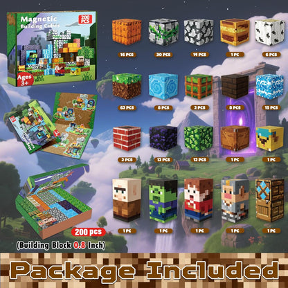 Magtribe™【Pixel World】Magnetic Building Blocks | 200 PCS | 0.8" | Adventure