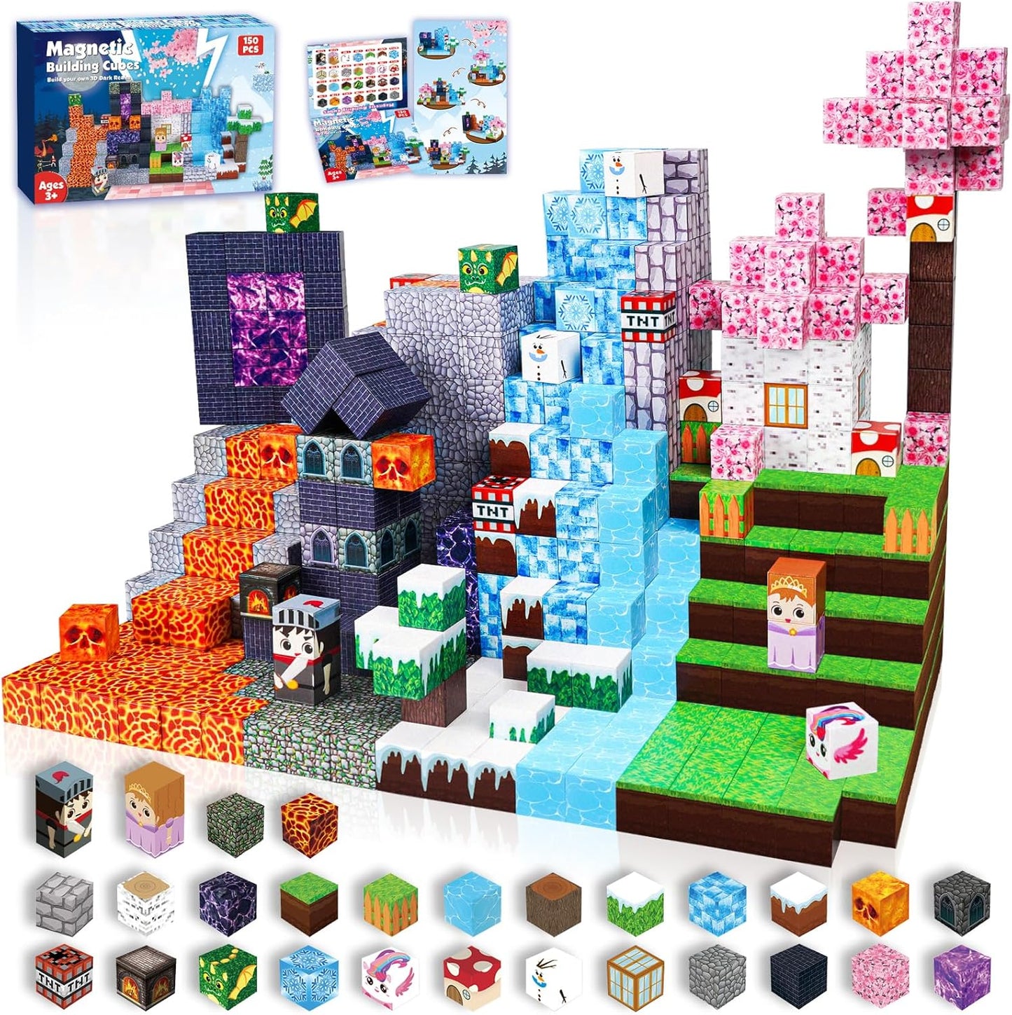 Magtribe™【Forest x Glacier x Dark】Magnetic Building Blocks | 150 PCS | 0.8" | Adventure