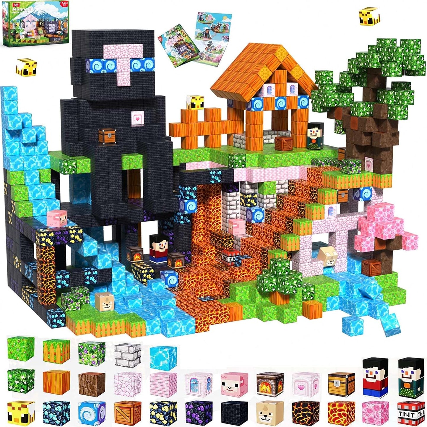 Magtribe™【Pink x Forest x Dark】Magnetic Building Blocks | 200 PCS | 0.8" | Adventure