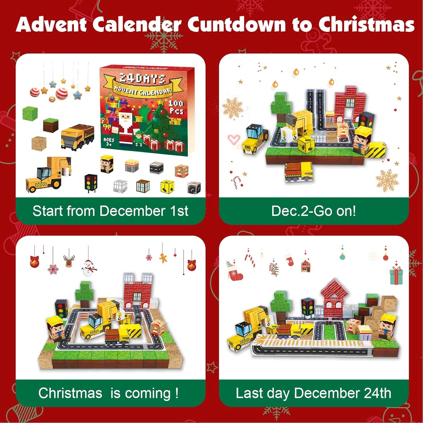 Magtribe™【Town Construction】Magnetic Building Blocks | 100 PCS | 0.8" | Calendar
