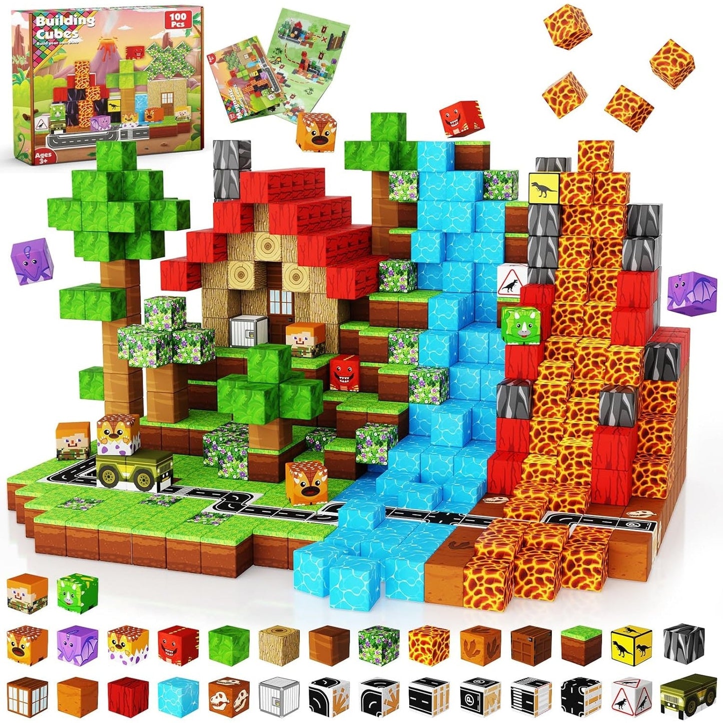Magtribe™【Dinosaur Age】Magnetic Building Blocks | 100 PCS | 0.8" | Fiction