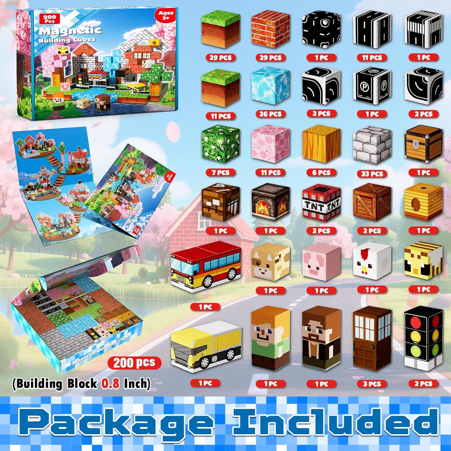 Magtribe™【Suburb City】Magnetic Building Blocks | 100-300 PCS | 0.8" | Village