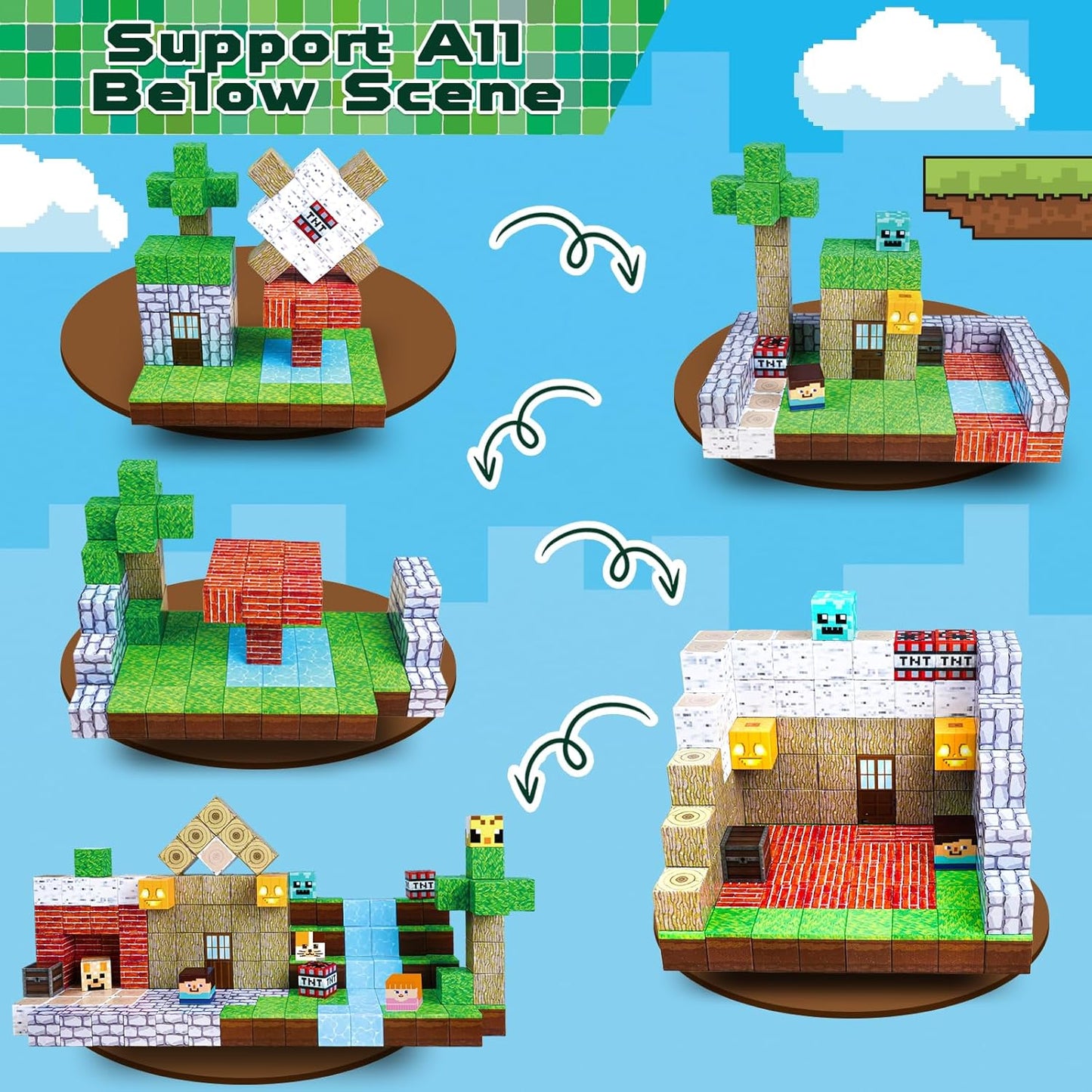 Magtribe™【Forest Life】Magnetic Building Blocks | 100-300 PCS | 0.8" | Village