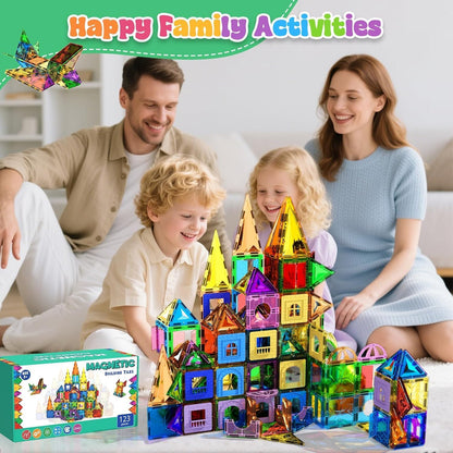 Magtribe™【Clear Set】Magnetic Building Blocks | 123 PCS | 3.0" | Tile