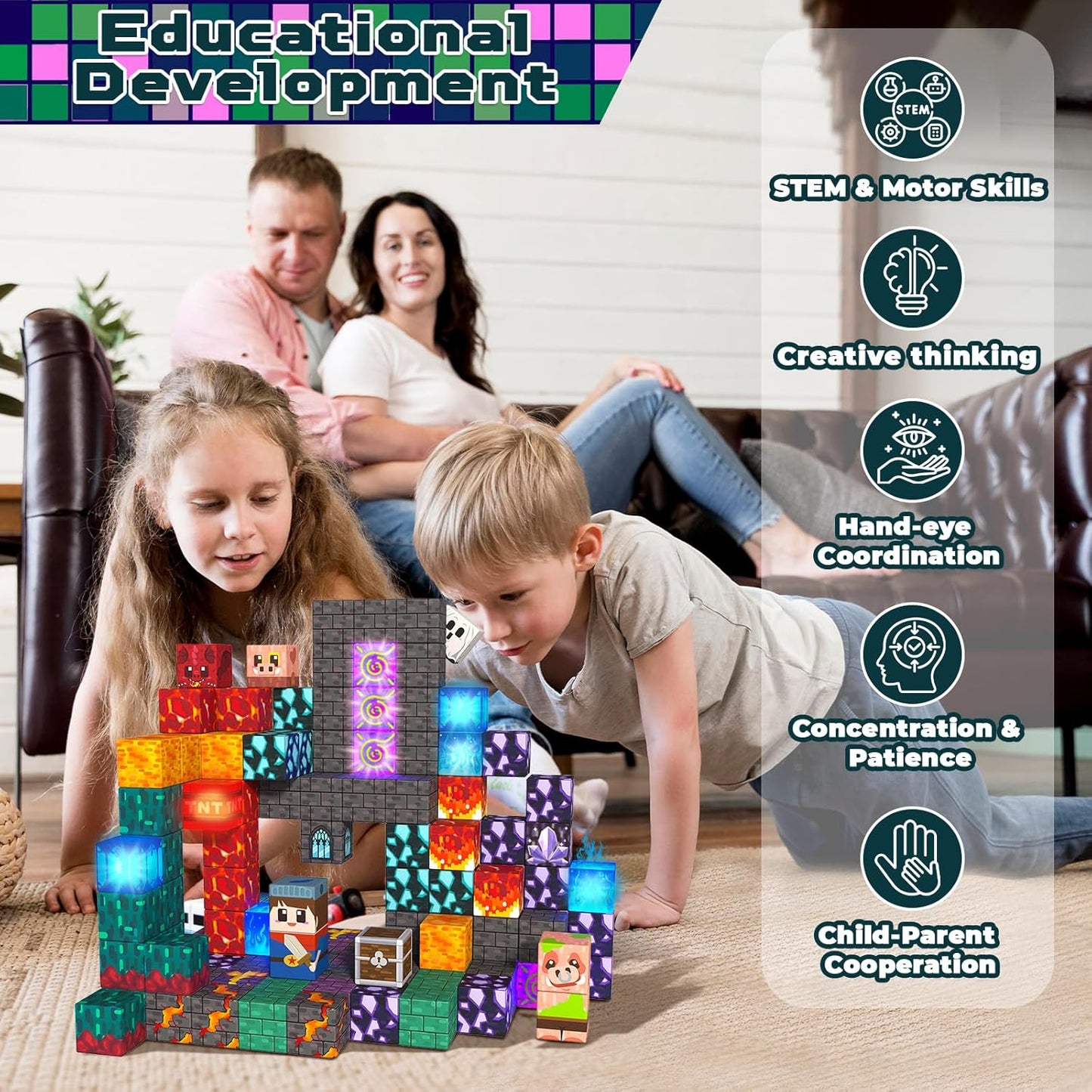 Magtribe™【Pigman Nest】Magnetic Building Blocks | 150 PCS | 0.8" | Glowing