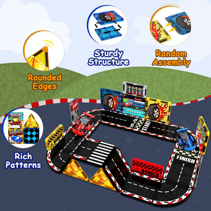 Magtribe™【Racing Car】Magnetic Building Blocks | 34 PCS | 3.0" | Tile