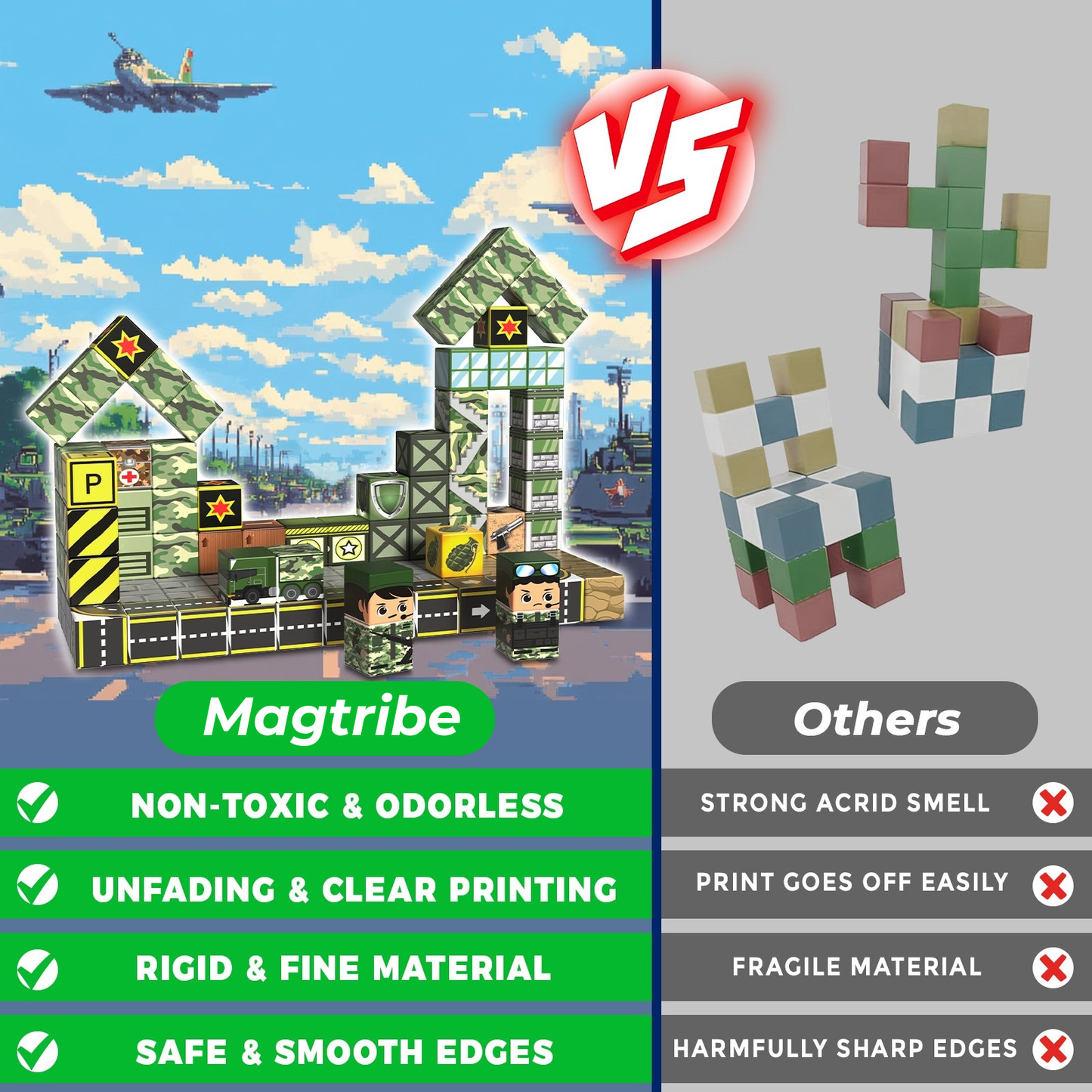 Magtribe™【Battle Ground】Magnetic Building Blocks | 100 PCS | 0.8" | Fiction