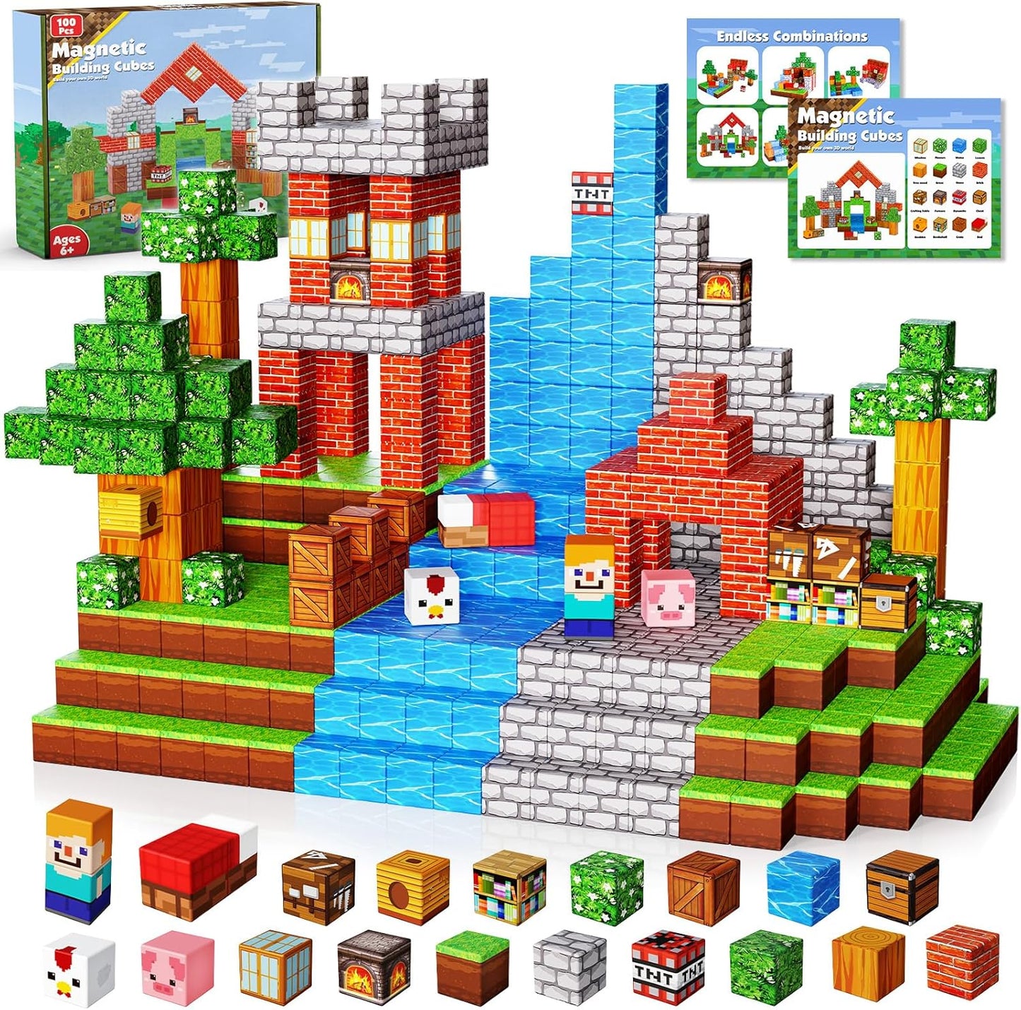 Magtribe™【Grassland Fun】Magnetic Building Blocks | 100-300 PCS | 0.8" | Village