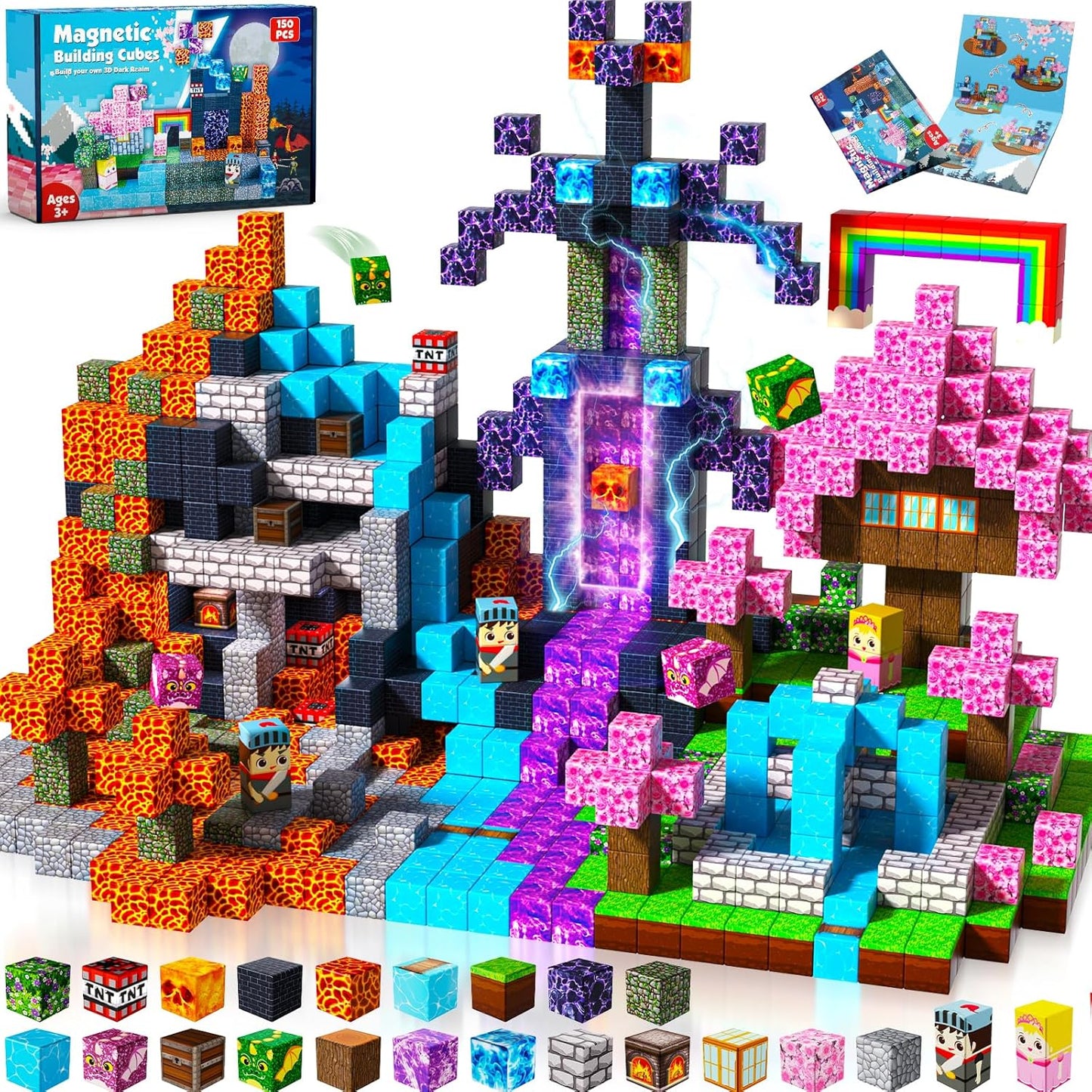 Magtribe™【Pink x Dark】Magnetic Building Blocks | 150 PCS | 0.8" | Adventure