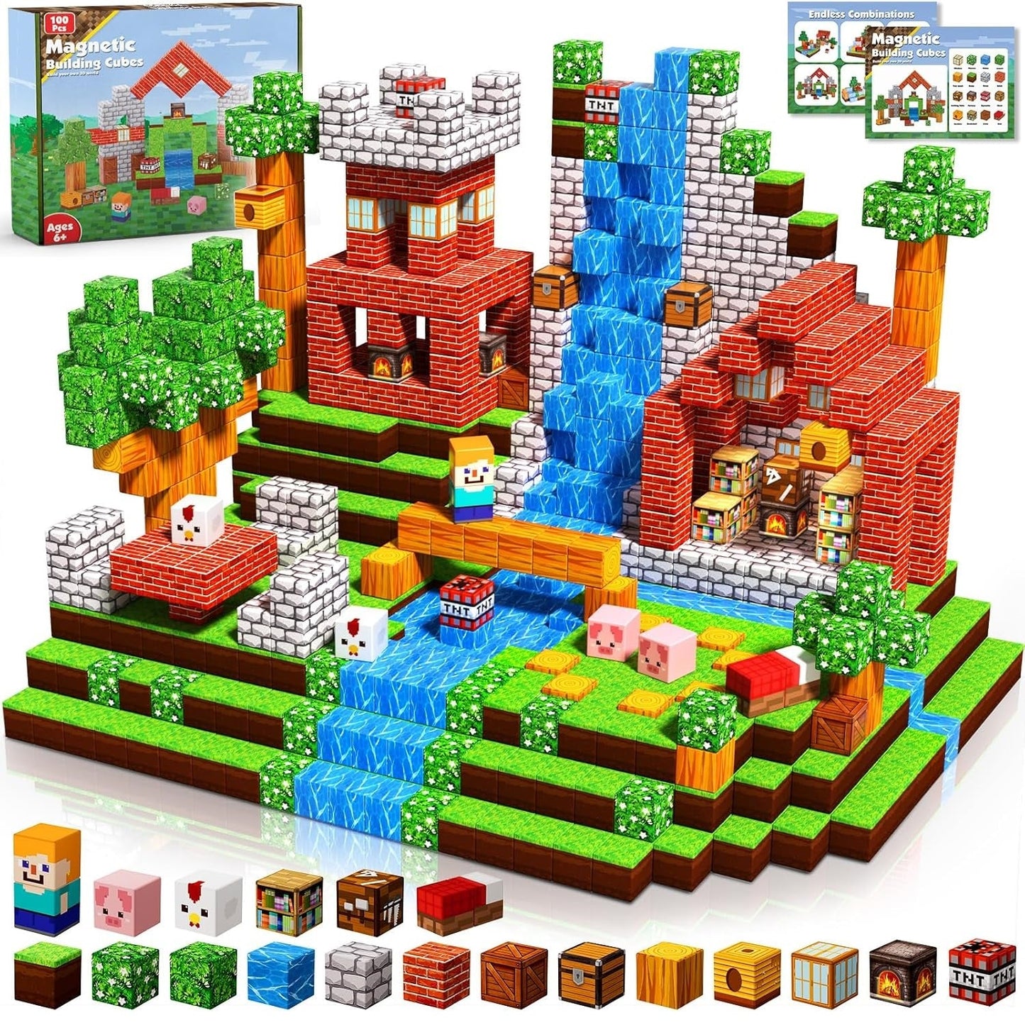 Magtribe™【Grassland Fun】Magnetic Building Blocks | 100-300 PCS | 0.8" | Village