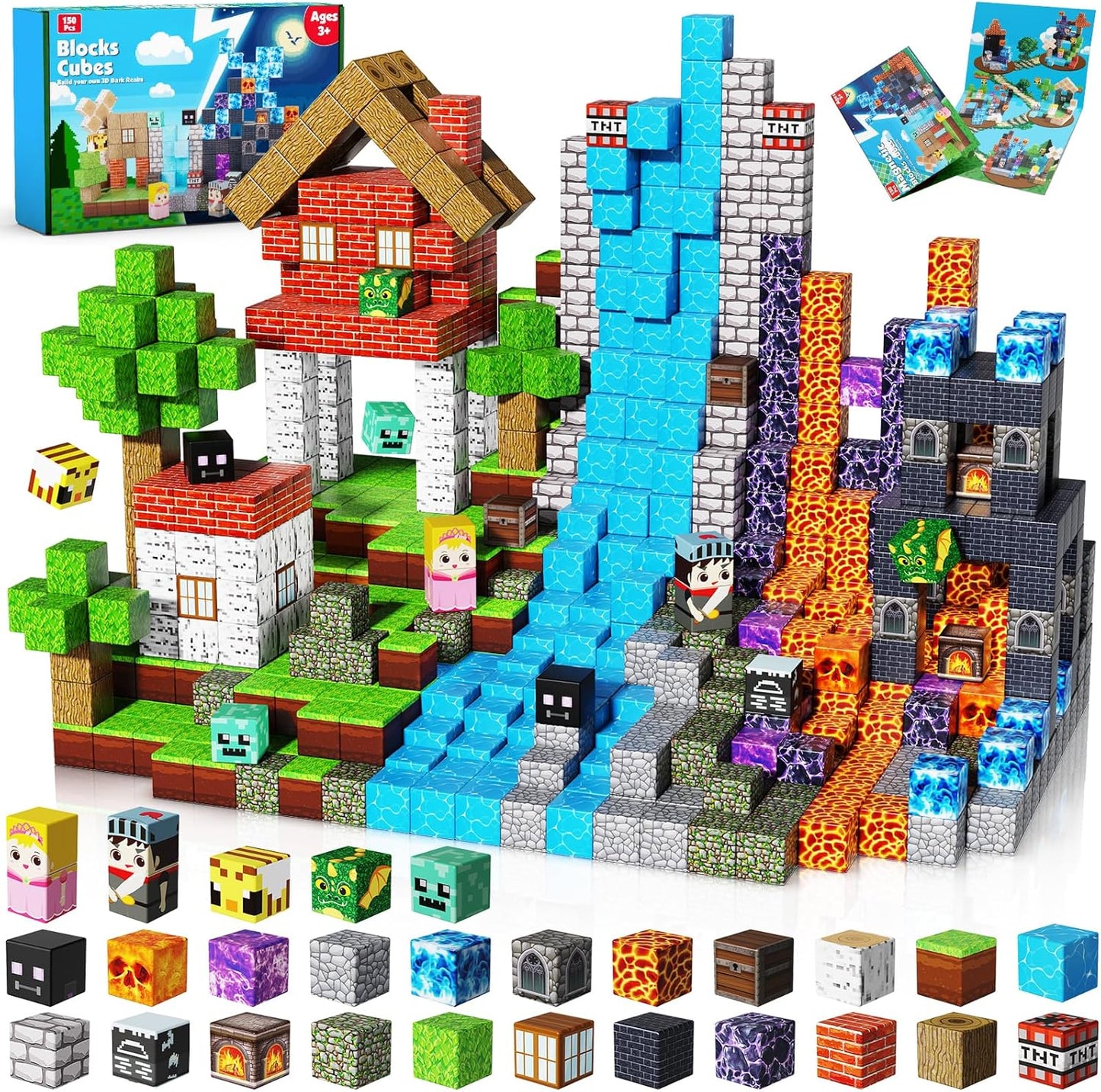 Magtribe™【Grass x Dark】Magnetic Building Blocks | 150 PCS | 0.8" | Adventure