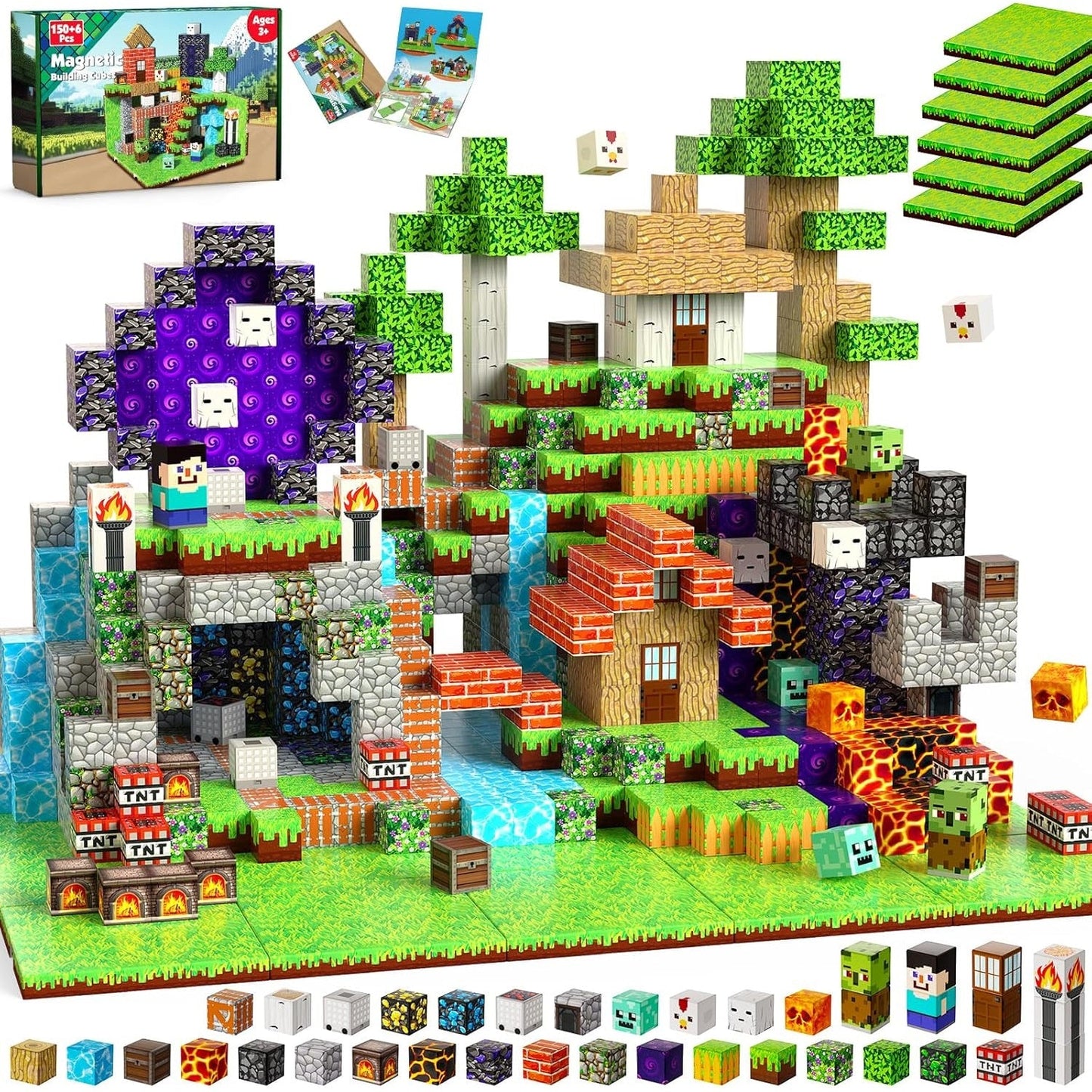 Magtribe™【Mining Cart】Magnetic Building Blocks | 150-200 PCS | 0.8" | Panel