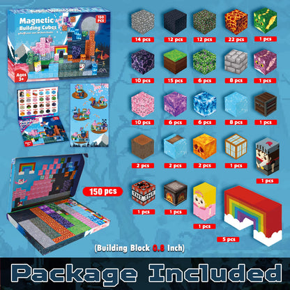 Magtribe™【Pink x Dark】Magnetic Building Blocks | 150 PCS | 0.8" | Adventure