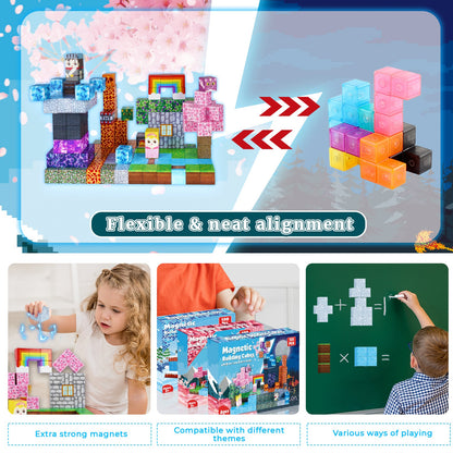 Magtribe™【Pink x Dark】Magnetic Building Blocks | 150 PCS | 0.8" | Adventure