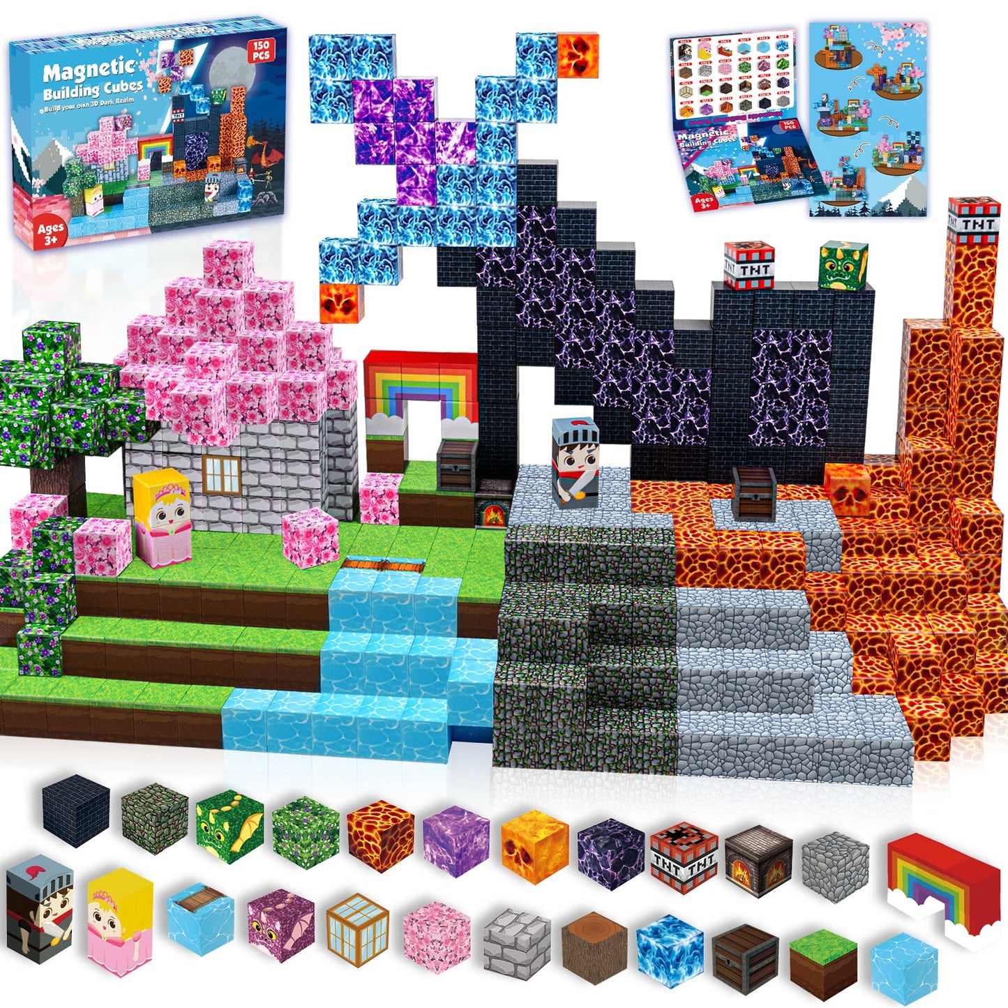 Magtribe™【Pink x Dark】Magnetic Building Blocks | 150 PCS | 0.8" | Adventure