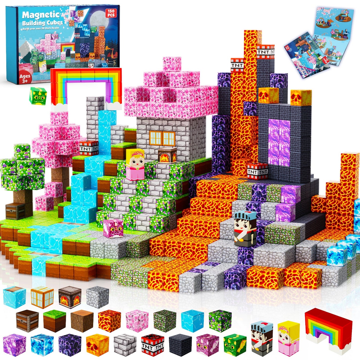 Magtribe™【Pink x Dark】Magnetic Building Blocks | 150 PCS | 0.8" | Adventure