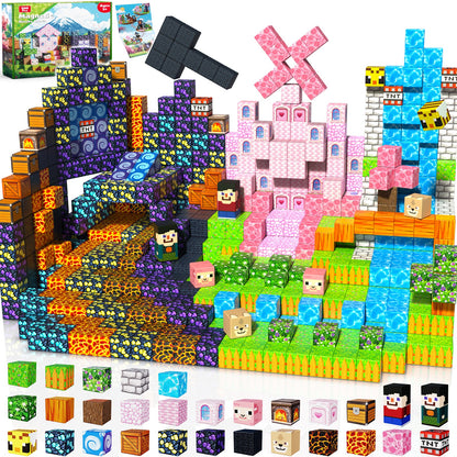 Magtribe™【Pink x Forest x Dark】Magnetic Building Blocks | 200 PCS | 0.8" | Adventure