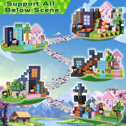 Magtribe™【Pink x Forest x Dark】Magnetic Building Blocks | 200 PCS | 0.8" | Adventure