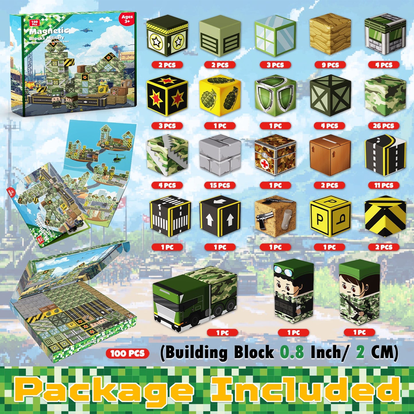 Magtribe™【Battle Ground】Magnetic Building Blocks | 100 PCS | 0.8" | Fiction