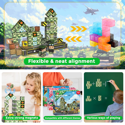 Magtribe™【Battle Ground】Magnetic Building Blocks | 100 PCS | 0.8" | Fiction