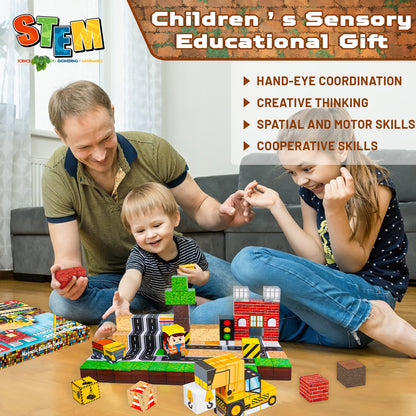 Magtribe™【Town Construction】Magnetic Building Blocks | 100 PCS | 0.8" | Village
