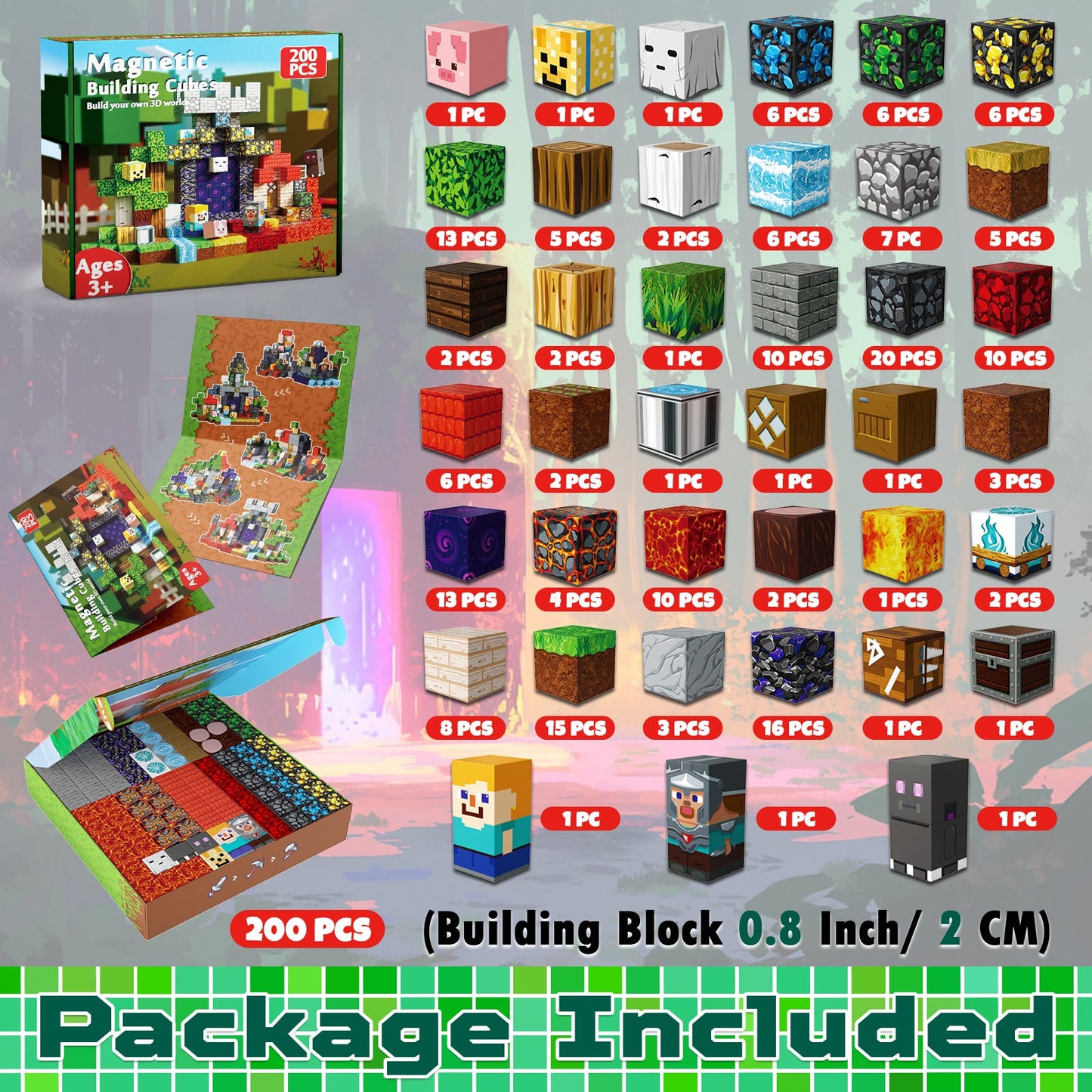 Magtribe™【Magic x Forest】Magnetic Building Blocks | 100-500 PCS | 0.8" | Adventure