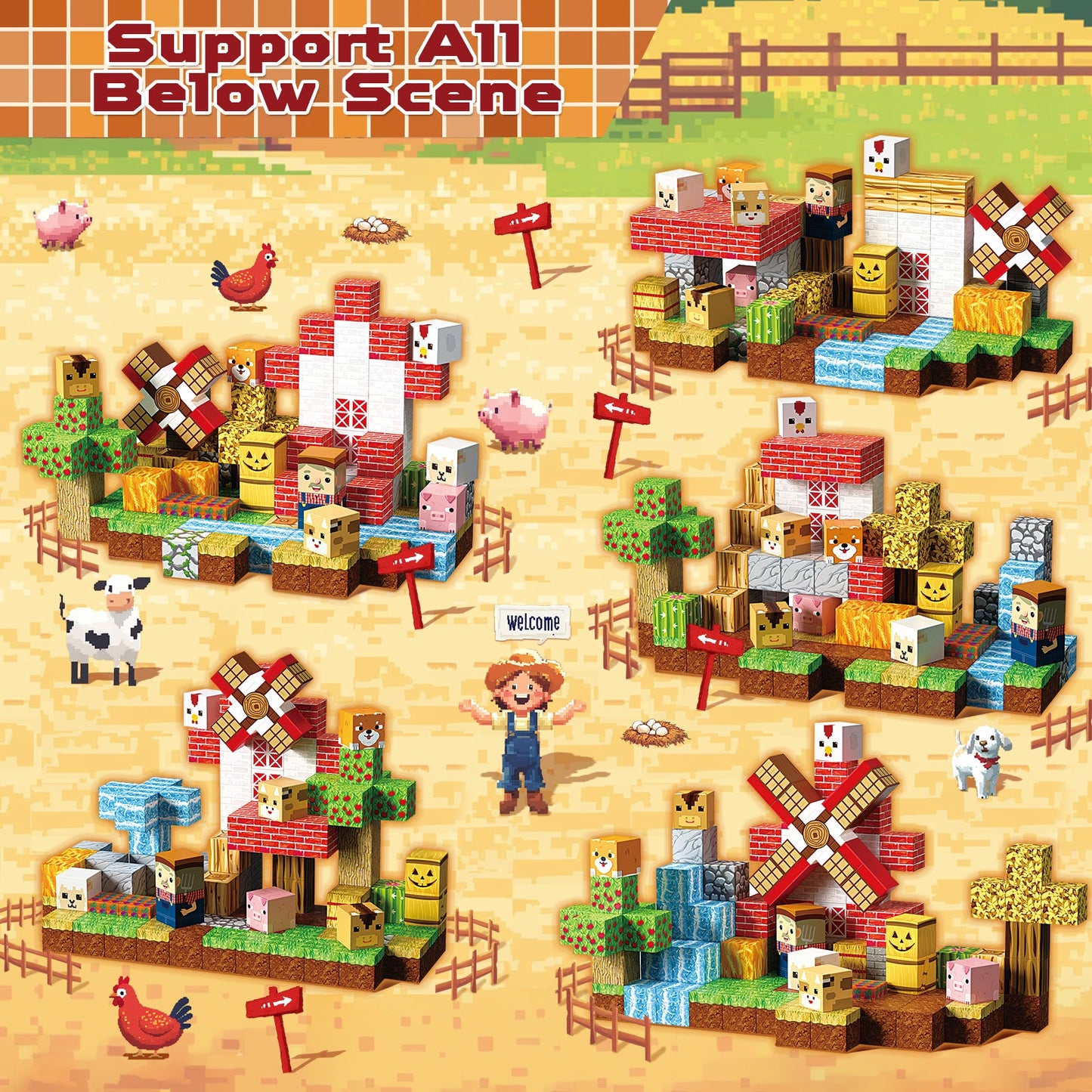 Magtribe™【Rural Farm】Magnetic Building Blocks | 120-150 PCS | 0.8" | Village