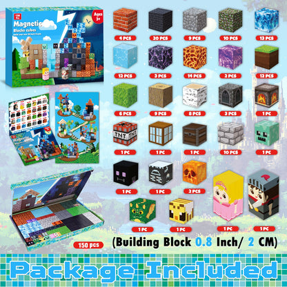 Magtribe™【Grass x Dark】Magnetic Building Blocks | 150 PCS | 0.8" | Adventure