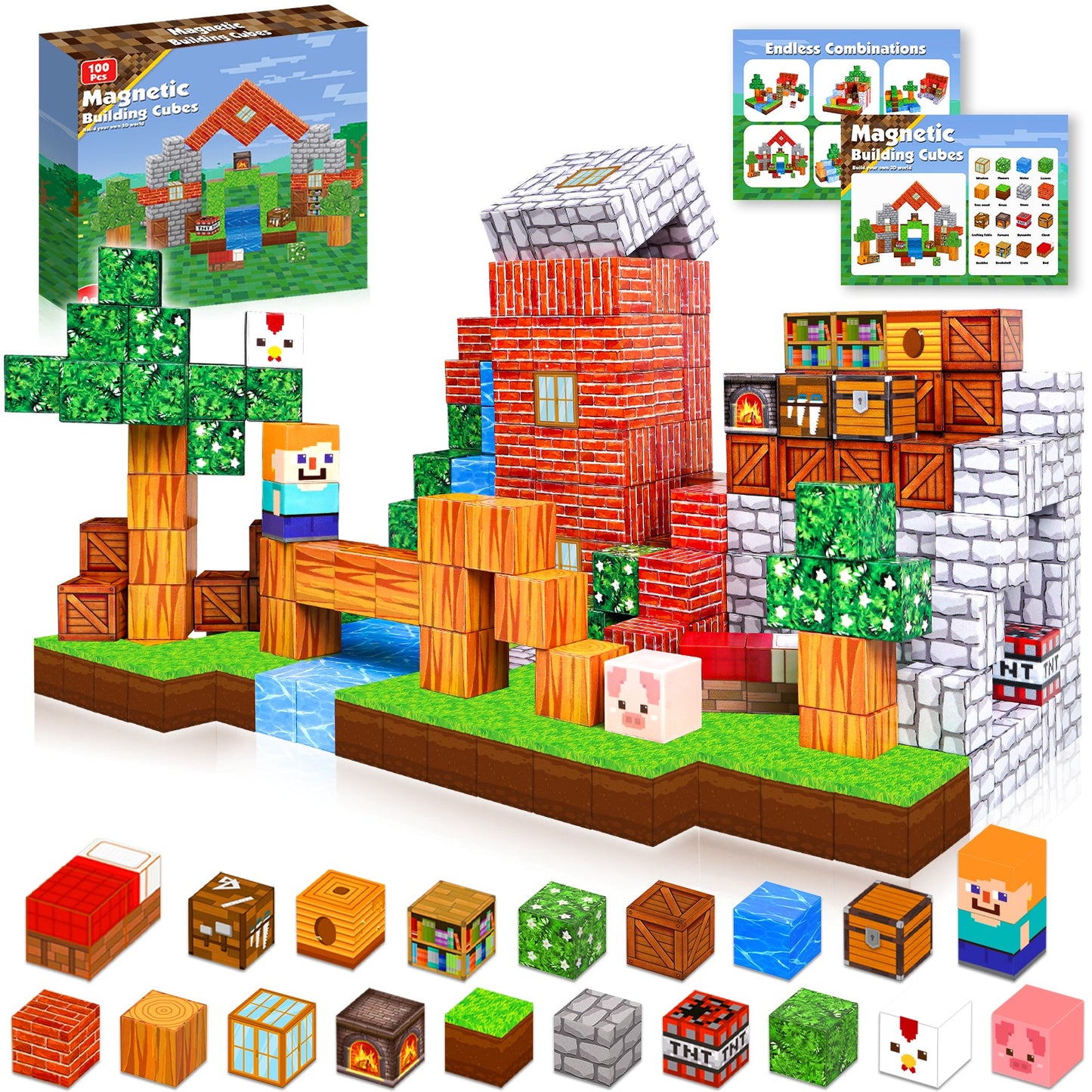 Magtribe™【Grassland Fun】Magnetic Building Blocks | 100-300 PCS | 0.8" | Village